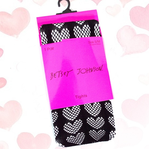 Betsey Johnson Accessories - Betsy Johnson Black Heart Fishnet Tights S/M